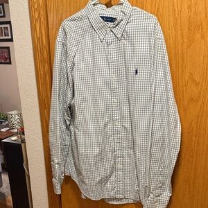 Polo by Ralph Lauren Men's White and Green Plaid Shirt